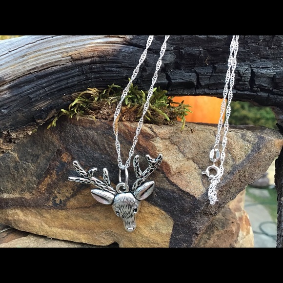 Christmas reindeer deer silver 925 necklace 20” or stainless steel - Picture 4 of 14